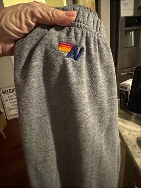 Aviator Nation Gray Sweatpants with Rainbow Stripe Logo